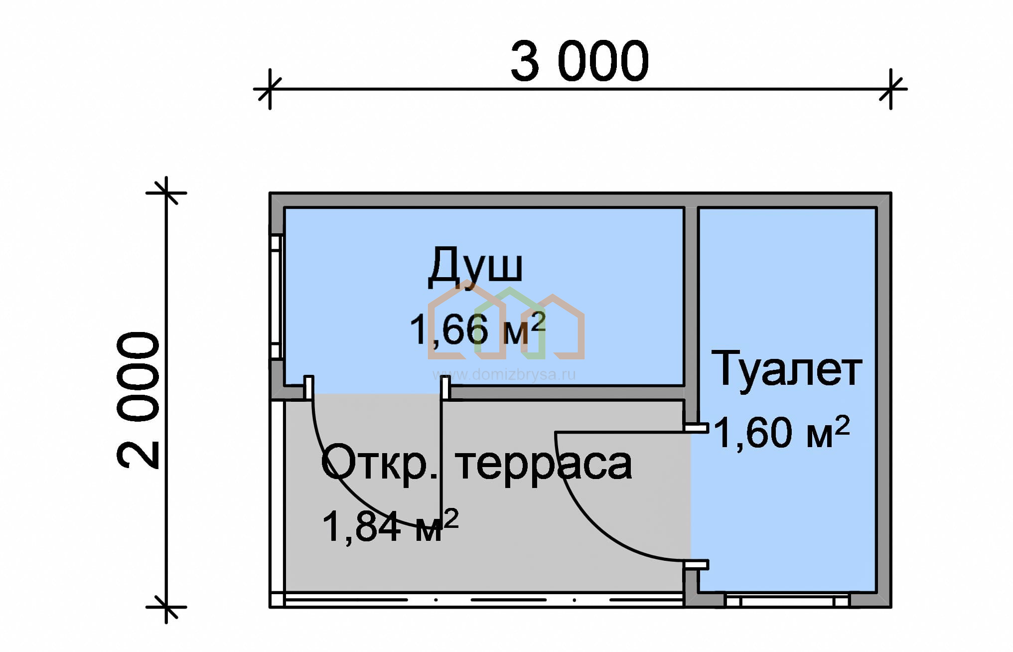 Хозблок для дачи Агата - 2 2x3 Площадь: 6 м² с террасой в готовом виде с  душем и туалетом под ключ в Сосновом Бору